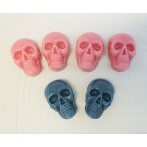 Pink & Blue Scented Skulls Wax Melts | Peony and River Oak | Hand Poured